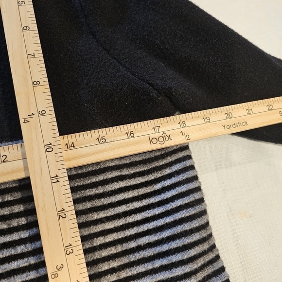 ELLE Black & Gray Open Front Long Color block Cardigan Sweater sz S - Picture 6 of 12